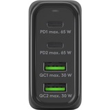 goobay 68W GaN USB-C PD Multiport snellader Zwart, 2x USB-C, 2x USB-A