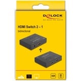 DeLOCK HDMI 2 - 1 Switch bidirectional 8K 60 Hz hdmi switch Zwart