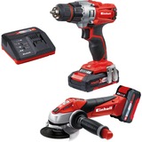 Einhell TE-TK 18 Li Kit (CD+AG) gereedschapsset Rood/zwart, Inclusief 1.5 Ah & 3.0 Ah accu en snellader