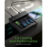 ICY BOX IB-4013MCL-C4 4-Bays USB4 Duplicator (1:3 klonen) dockingstation Zwart
