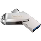 SanDisk Ultra Dual Drive Luxe 256 GB usb-stick Zilver, USB-A 3.2 Gen 1, USB-C 3.2 Gen 1