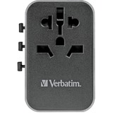 Verbatim Universele reisadapter UTA-04 reisstekker Zwart/zilver, 3x USB-A, 2x USB-C