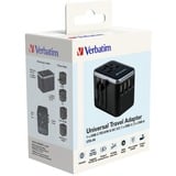 Verbatim Universele reisadapter UTA-04 reisstekker Zwart/zilver, 3x USB-A, 2x USB-C