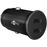 goobay 30W Dual USB-C PD autolader Zwart, 2x USB-C