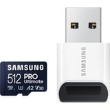 SAMSUNG PRO Ultimate 512 GB microSDXC geheugenkaart Blauw, UHS-I U3, Class 3, V30, Incl. kaartlezer