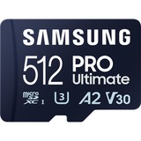 SAMSUNG PRO Ultimate 512 GB microSDXC geheugenkaart Blauw, UHS-I U3, Class 3, V30, Incl. kaartlezer