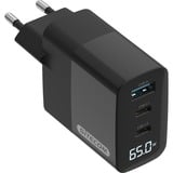 Sitecom 65W GaN Power Delivery oplader met led-scherm Zwart, 2x USB-C, 1x USB-A