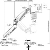 goobay Single Monitor Mount Gaming, 17 tot 49 inch monitorarm Zwart