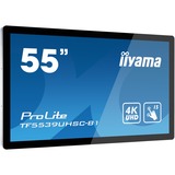 iiyama ProLite TF5539UHSC-B1AG 55" 4K Ultra HD Public Display Zwart, 4K UHD, VGA, HDMI, DisplayPort, Audio, Touch