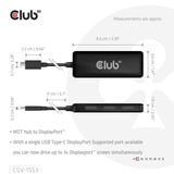 Club 3D USB-C naar 3x DisplayPort hub Zwart