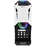 Sharkoon ELITE SHARK CA700 midi tower behuizing Zwart/wit | 2x USB-A | 1x USB-C | Tempered Glass