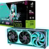 ASUS GeForce RTX 5080 ROG ASTRAL GAMING OC Hatsune Miku Edition grafische kaart Turquoise, DLSS 4, 3x DisplayPort, 2x HDMI 2.1