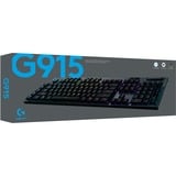 Logitech G915 LIGHTSPEED Wireless RGB Mechanical Gaming Keyboard Zwart, BE Lay-out, GL Tactile, RGB leds, Bluetooth