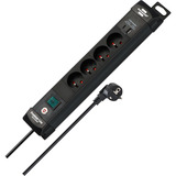 Brennenstuhl Premium-Line 4-voudige stekkerdoos met USB stekkerdoos Zwart, 4x stekker, 1x USB-A, 1x USB-C