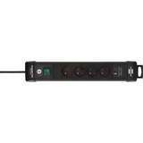 Brennenstuhl Premium-Line stekkerdoos met USB 4-voudig Zwart