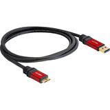 DeLOCK USB-A 3.0 > Micro-USB-B 3.0 kabel Zwart/rood, 2 meter