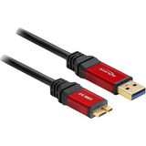 DeLOCK USB-A 3.2 Gen 1 naar micro-USB-B 3.2 Gen 1 kabel Zwart/rood, 2 meter