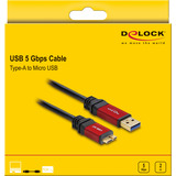 DeLOCK USB-A 3.2 Gen 1 naar micro-USB-B 3.2 Gen 1 kabel Zwart/rood, 2 meter