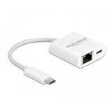 DeLOCK USB-C 3.2 Gen 1 naar RJ-45 Gigabit LAN adapter Wit, Power Delivery