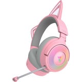 Razer Kraken Kitty V3 Pro Quartz over-ear gaming headset Roze/grijs, RGB, 2.4 GHz / Bluetooth / USB