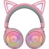 Razer Kraken Kitty V3 Pro Quartz over-ear gaming headset Roze/grijs, RGB, 2.4 GHz / Bluetooth / USB