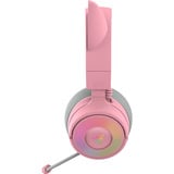 Razer Kraken Kitty V3 Pro Quartz over-ear gaming headset Roze/grijs, RGB, 2.4 GHz / Bluetooth / USB