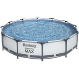 Bestway Zwembad steel pro max set rond 366 Lichtgrijs, Incl. Filterpomp (220-240V)