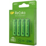 GP Batteries ReCyko AA, Mignon oplaadbare batterij Groen, 4 stuks