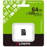 Kingston Canvas Select Plus 64 GB MicroSDXC geheugenkaart Zwart, UHS-I U1, Class 10, V10
