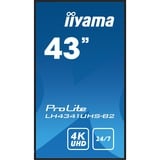 iiyama ProLite LH4341UHS-B2 42.5" 4K Ultra HD Public Display Zwart, 3x HDMI, VGA, USB-A, RJ-45