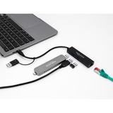 DeLOCK 3-Poorts USB-hub + Gigabit LAN dockingstation Zwart