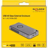 DeLOCK Externe M.2 NVMe SSD gaming behuizing USB-C 40 Gbps met RGB externe behuizing Grijs, met ventilator