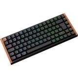 Keychron K2 HE-F1Z Wireless, toetsenbord Zwart/houtkleur, BE Lay-out, Gateron Double-Rail Magnetic Nebula, RGB leds, 75%, Double-shot ABS, Hot-swappable, Bluetooth, 2.4GHz