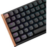 Keychron K2 HE-F1Z Wireless, toetsenbord Zwart/houtkleur, BE Lay-out, Gateron Double-Rail Magnetic Nebula, RGB leds, 75%, Double-shot ABS, Hot-swappable, Bluetooth, 2.4GHz