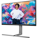AOC U32U3CV 31.5" 4K Ultra HD monitor Zwart/zilver, 1x DisplayPort, 2x HDMI, 2x USB-C, 4x USB-A, 1x RJ-45