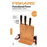 Fiskars Functional Form Bamboe messenblok met 3 messen Meerkleurig, Japans roestvrij staal | handvat met SoftGrip