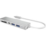 ICY BOX IB-HUB1413-CR dockingstation Zilver, 2x USB-A 3.2 (5 Gbit/s), USB-C 3.2 (5 Gbit/s), SD, microSD