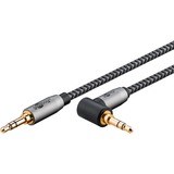 goobay Plus 3,5 mm stereo jack naar 3,5 mm stereo jack 90° kabel Zwart/zilver, 3 meter