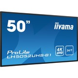 iiyama ProLite LH5052UHS-B1 50" 4K Ultra HD Public Display Zwart, 4K UHD, VGA, DVI, HDMI, DisplayPort, LAN, USB, Audio, Android 8.0