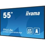 iiyama Prolite LH5575UHS-B1AG 54.6" 4K UHD monitor Zwart, HDMI, DisplayPort, RJ45 (LAN), Audio, USB, Android