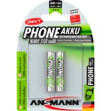Ansmann 550 mAh DECT oplaadbare batterij Zilver, 2 stuks
