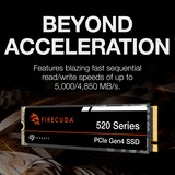 Seagate FireCuda 520 2 TB SSD ZP2000GM3A002, PCIe Gen 4 x4, M.2 2280, NVMe 1.3, 3D TLC NAND