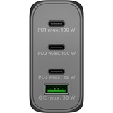 goobay 100W GaN USB-C PD Multiport snellader Zwart, 3x USB-C, 1x USB-A