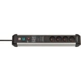 Brennenstuhl Premium-Protect-Line 4-voudige stekkerdoos Zwart/zilver, 4x stekker