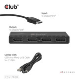 Club 3D DisplayPort Quad Monitor Hub MST 4x 4K30Hz displayport splitter Zwart