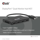 Club 3D DisplayPort splitter Zwart