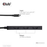 Club 3D USB-C naar Triple HDMI MST Hub 4K60Hz adapter Zwart