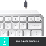 Logitech MX Keys Mini Minimalist Wireless Illuminated Keyboard, toetsenbord Lichtgrijs, US-International, Bluetooth