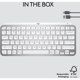 Logitech MX Keys Mini Minimalist Wireless Illuminated Keyboard, toetsenbord Lichtgrijs, US-International, Bluetooth