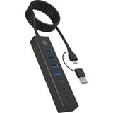 ICY BOX IB-HUB1737-C3 7-Port usb-hub Zwart, USB 3.2 Gen 1 Type-C